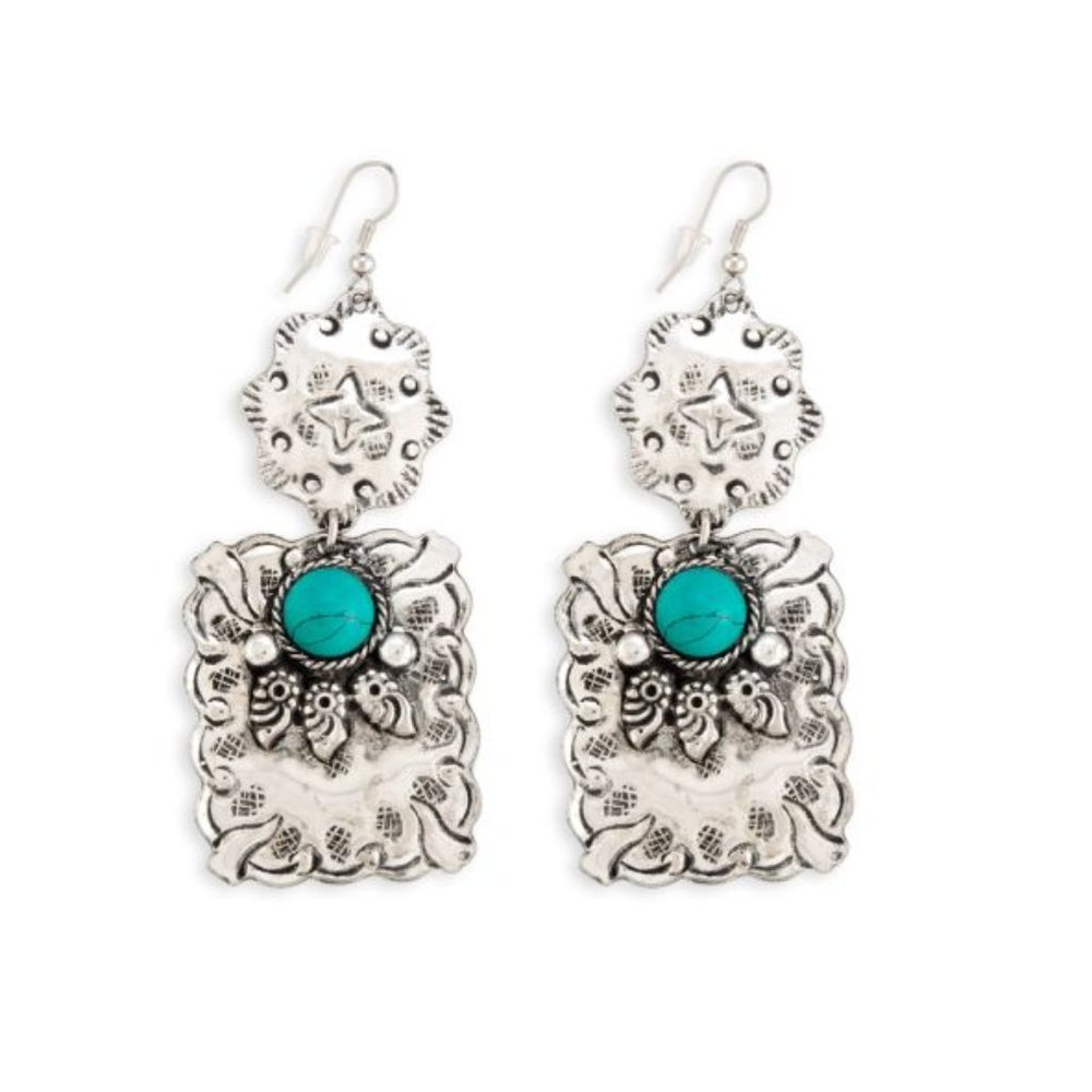 Cute Silver and Faux Turquoise Earrings